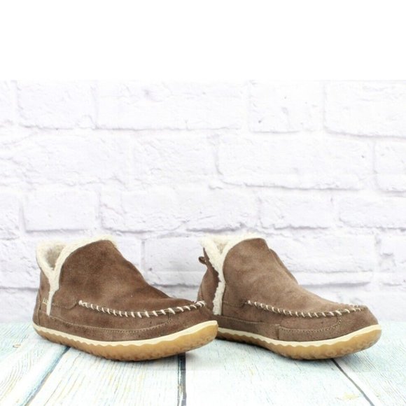 LL Bean Brown Suede Fleece Lined Mountain Slipper Moccasin  Boot Sz 7 M - Picture 3 of 9